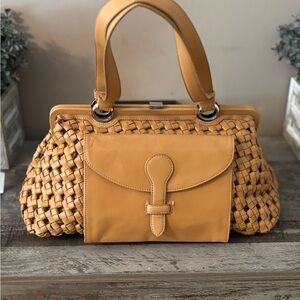 SONDRA ROBERTS WOVEN LEATHER SHOULDER BAG